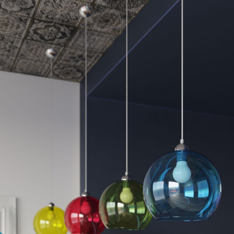 Lampa sufitowa wisząca Sollux Lighting Ball 7522 chromowana-czerwona szerokość 30 cm 1xE27 x 60W 1 szt.