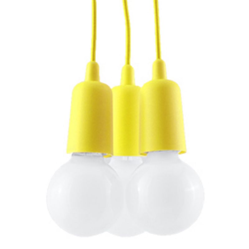 Lampa sufitowa wisząca Sollux Lighting Diego 5784 żółta szerokość 10 cm 3xE27 x 60W 1 szt.