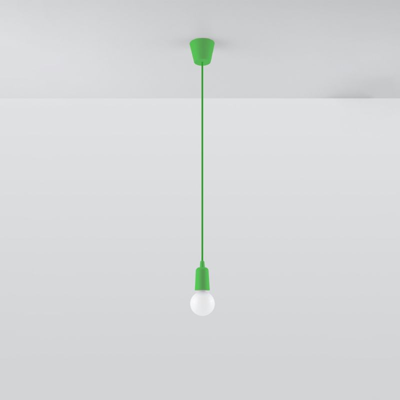 Lampa sufitowa wisząca Sollux Lighting Diego 5807 zielona szerokość 10 cm 1xE27 x 60W 1 szt.