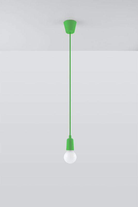 Lampa sufitowa wisząca Sollux Lighting Diego 5807 zielona szerokość 10 cm 1xE27 x 60W 1 szt.