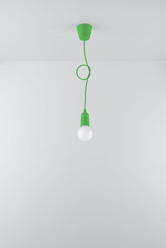 Lampa sufitowa wisząca Sollux Lighting Diego 5807 zielona szerokość 10 cm 1xE27 x 60W 1 szt.