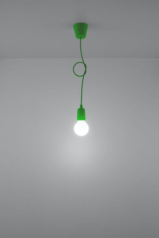 Lampa sufitowa wisząca Sollux Lighting Diego 5807 zielona szerokość 10 cm 1xE27 x 60W 1 szt.