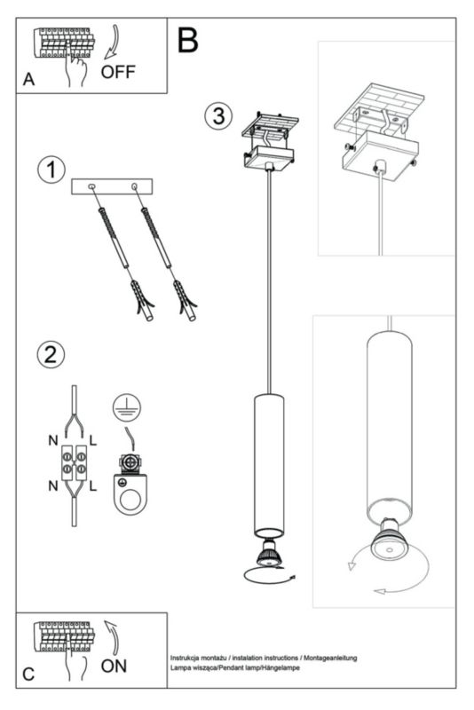 Lampa sufitowa wisząca Sollux Lighting Lagos 8222 biała szerokość 8 cm 1xGU10 x 40W 1 szt.