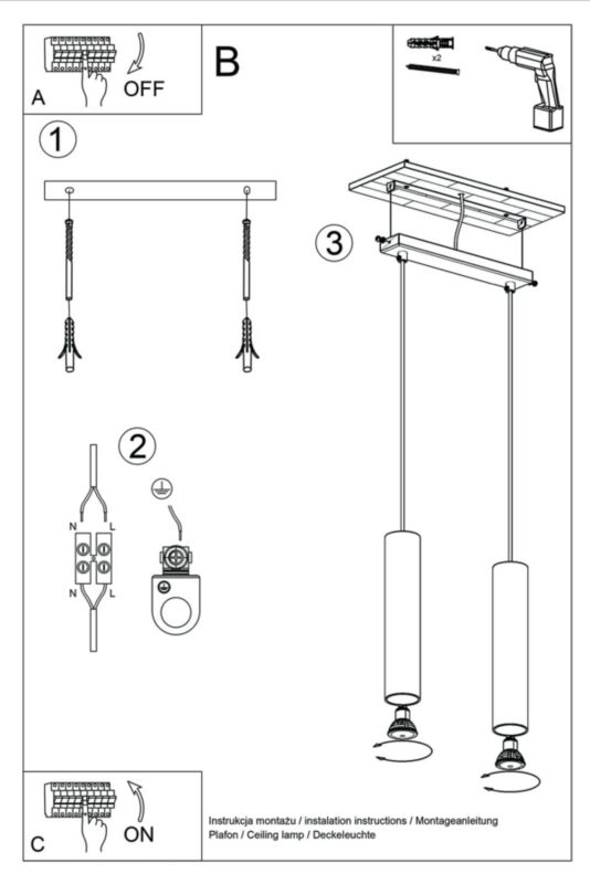 Lampa sufitowa wisząca Sollux Lighting Lagos 8277 czarna szerokość 30 cm 2xGU10 x 40W 1 szt.