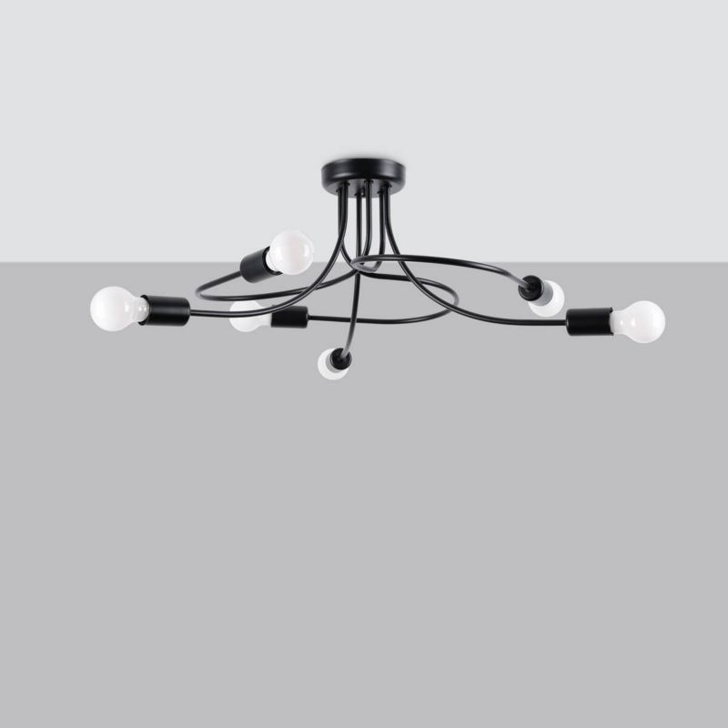 Lampa sufitowa wisząca Sollux Lighting Levar 6869 czarna industrialna 6xE27 x 15W 1 szt.