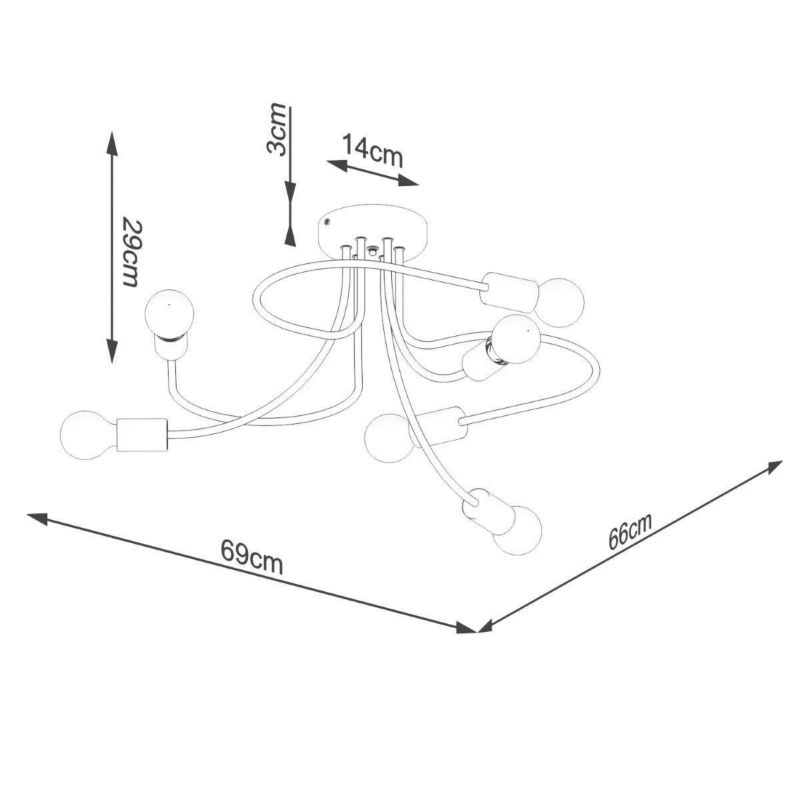 Lampa sufitowa wisząca Sollux Lighting Levar 6869 czarna industrialna 6xE27 x 15W 1 szt.