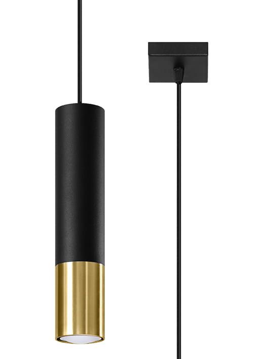 Lampa sufitowa wisząca Sollux Lighting Loopez 1752 czarna-złoto szerokość 8 cm 1xGU10 x 40W 1 szt.