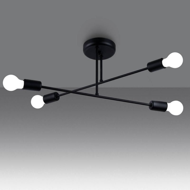 Lampa sufitowa wisząca Sollux Lighting Norah 6814 czarna minimalistyczna 4xE27 x 15W 1 szt.
