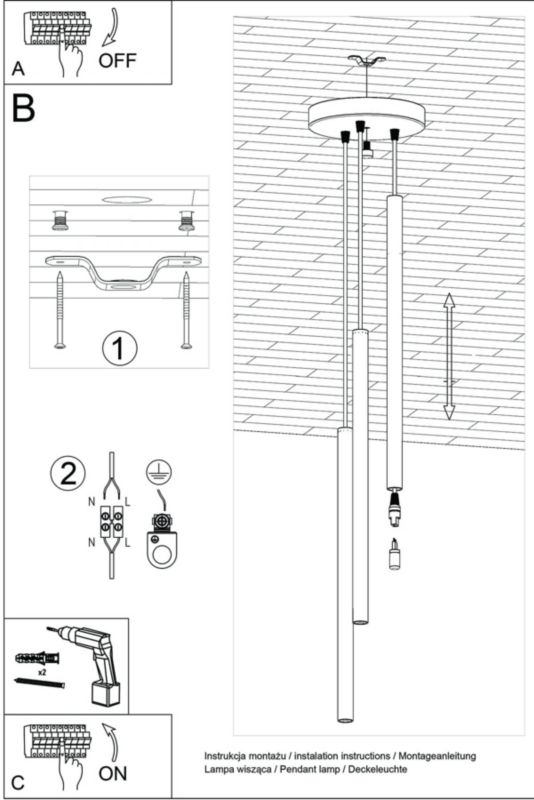 Lampa sufitowa wisząca Sollux Lighting Pastelo 9663 biała szerokość 20 cm 3xG9 x 12W 1 szt.
