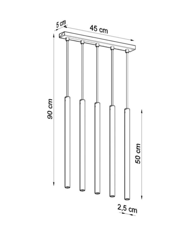 Lampa sufitowa wisząca Sollux Lighting Pastelo 9670 biała szerokość 45 cm 5xG9 x 12W 1 szt.