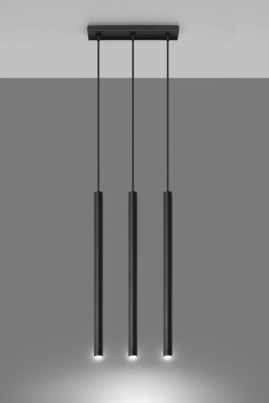 Lampa sufitowa wisząca Sollux Lighting Pastelo 9694 czarna szerokość 30 cm 3xG9 x 12W 1 szt.