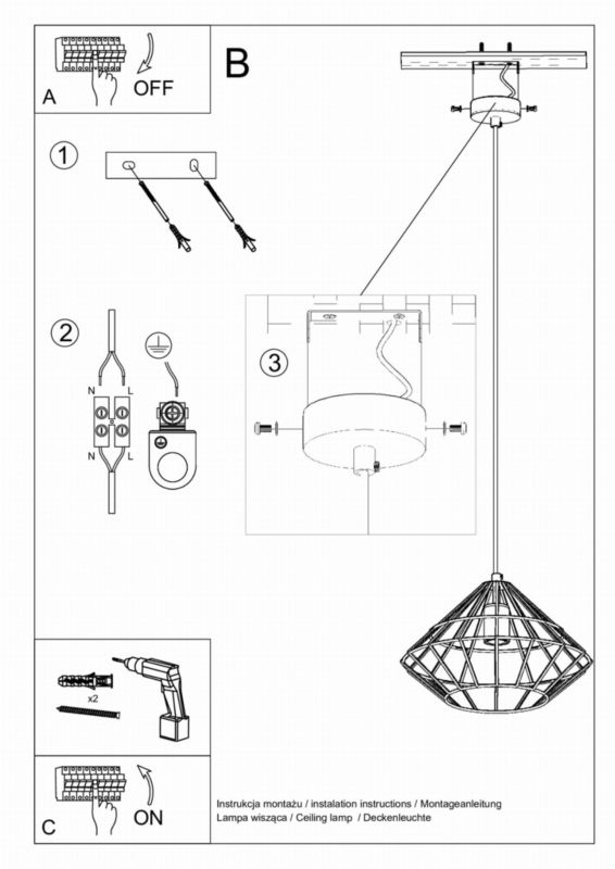 Lampa sufitowa wisząca Sollux Lighting Umberto 7928 biała szerokość 33 cm 1xE27 x 60W 1 szt.