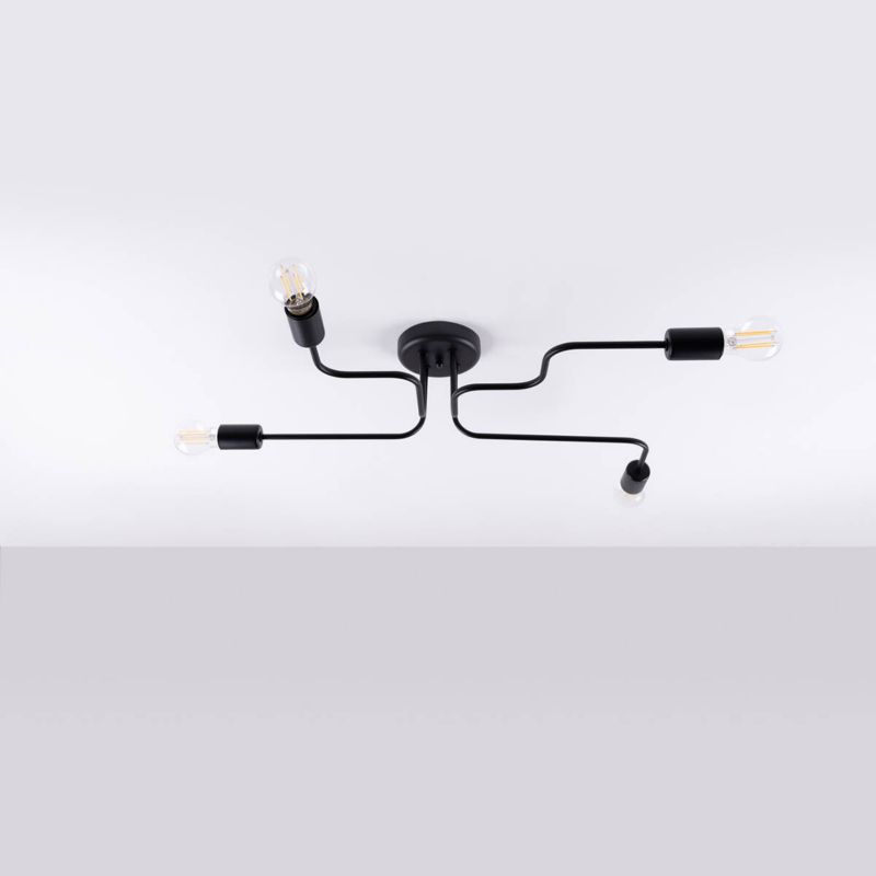 Lampa sufitowa wisząca Sollux Lighting Vector 6760 czarna 78 cm szerokości 4xE27 x 15W 1 szt.