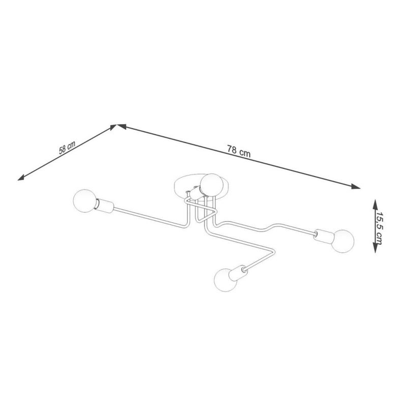 Lampa sufitowa wisząca Sollux Lighting Vector 6760 czarna 78 cm szerokości 4xE27 x 15W 1 szt.