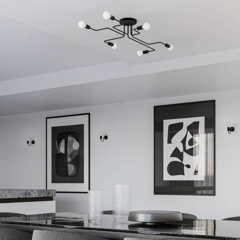 Lampa sufitowa wisząca Sollux Lighting Vector 6760 czarna 78 cm szerokości 4xE27 x 15W 1 szt.