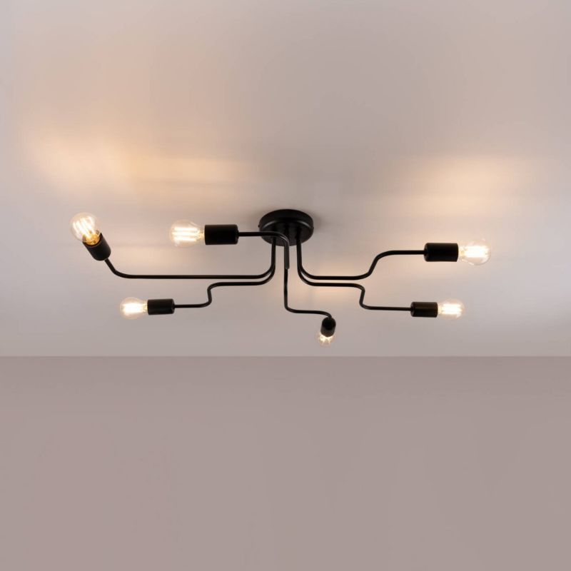 Lampa sufitowa wisząca Sollux Lighting Vector 6777 czarna minimalistyczna 6xE27 x 15W 1 szt.