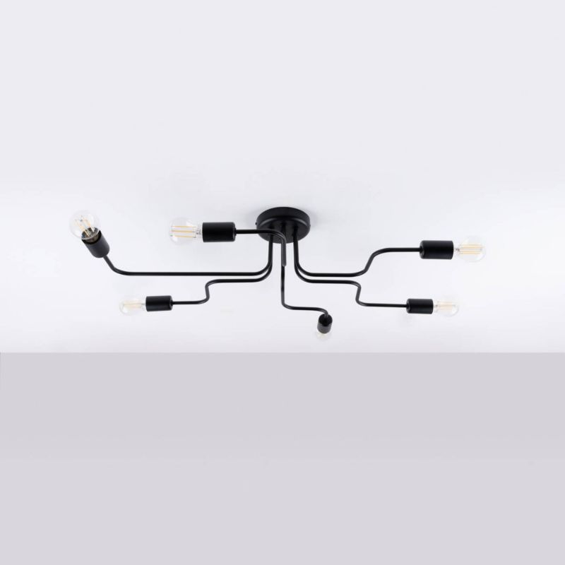 Lampa sufitowa wisząca Sollux Lighting Vector 6777 czarna minimalistyczna 6xE27 x 15W 1 szt.