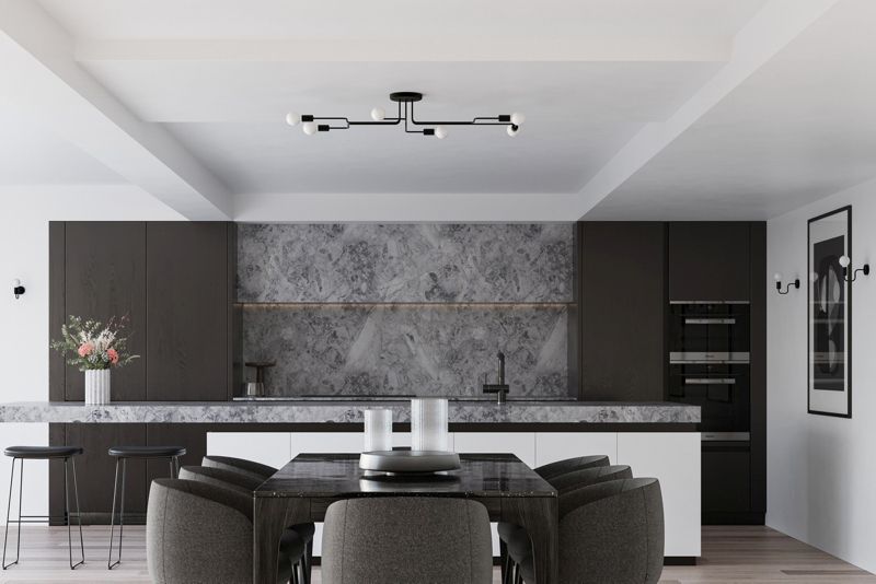 Lampa sufitowa wisząca Sollux Lighting Vector 6777 czarna minimalistyczna 6xE27 x 15W 1 szt.