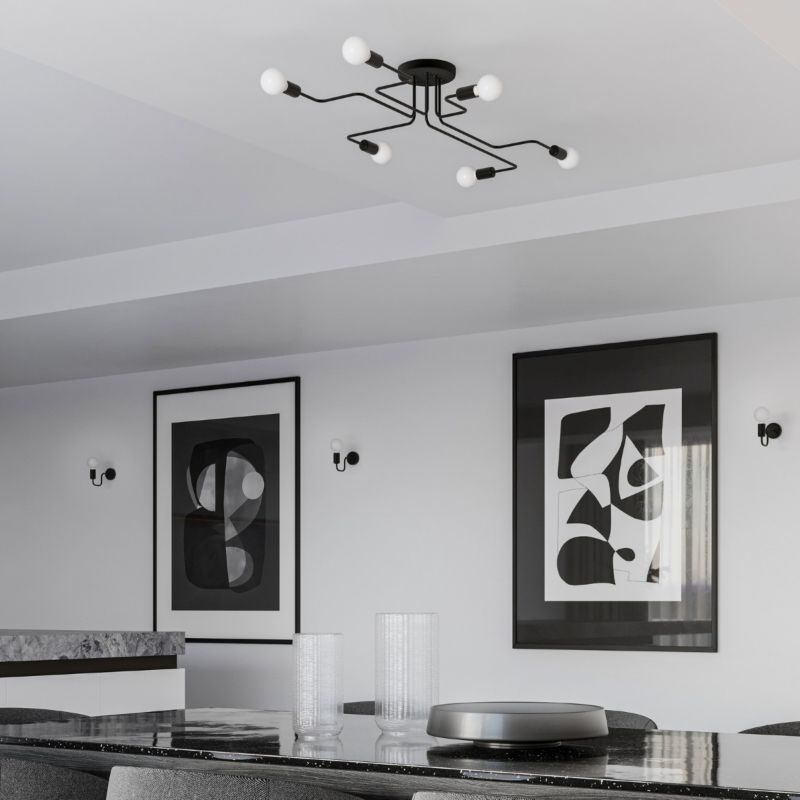 Lampa sufitowa wisząca Sollux Lighting Vector 6777 czarna minimalistyczna 6xE27 x 15W 1 szt.