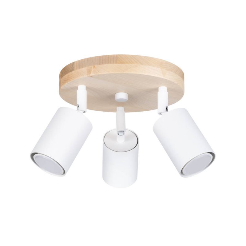 Lampa sufitowa wisząca Sollux Lighting Verdo 2420 biała i drewno reflektory 3xGU10 x 10W 1 szt.