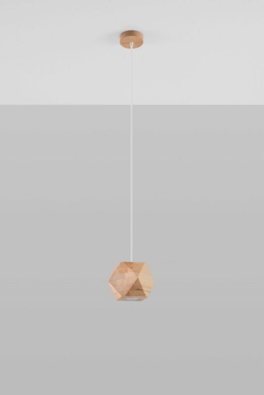 Lampa sufitowa wisząca Sollux Lighting Woody 1100 jasne drewno szerokość 12 cm 1xGU10 x 40W 1 szt.
