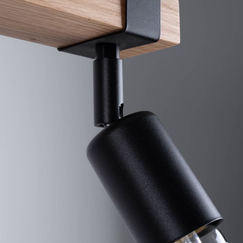 Lampa sufitowa wisząca Sollux Lighting Zuca 5149 czarna-drewno industrialna 2xE27 x 1 szt.