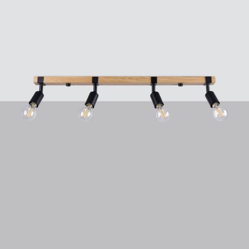 Lampa sufitowa wisząca Sollux Lighting Zuca 5163 czarna-drewno industrialna 4xE27 x 1 szt.