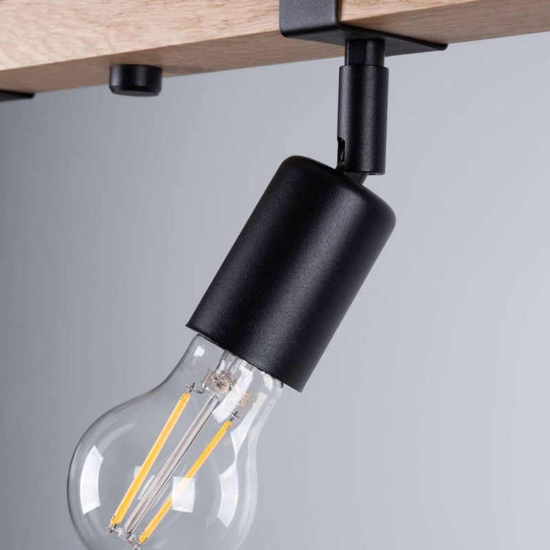 Lampa sufitowa wisząca Sollux Lighting Zuca 5163 czarna-drewno industrialna 4xE27 x 1 szt.