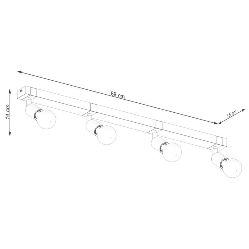 Lampa sufitowa wisząca Sollux Lighting Zuca 5163 czarna-drewno industrialna 4xE27 x 1 szt.