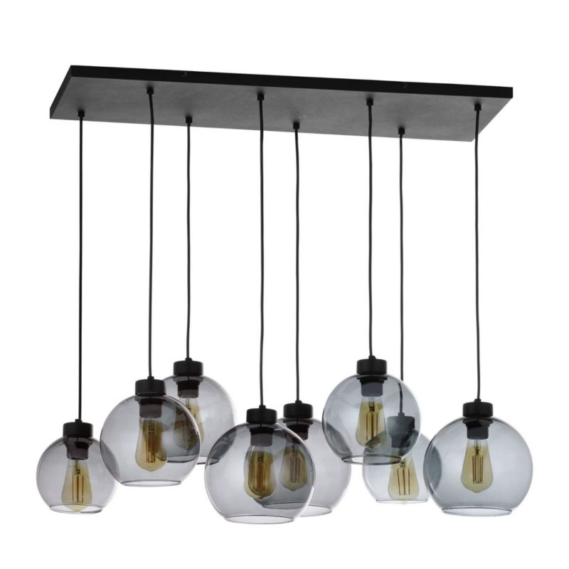 Lampa sufitowa wisząca TK-Lighting Cubus czarno-przezroczysty wym: 175 x 36 x 95 cm 8xE27 x  1 szt.