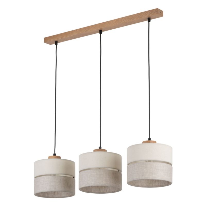 Lampa sufitowa wisząca TK-Lighting Eco czarno-beżowa wym: 80 x 20 x 77 cm 3xE27 x  1 szt.