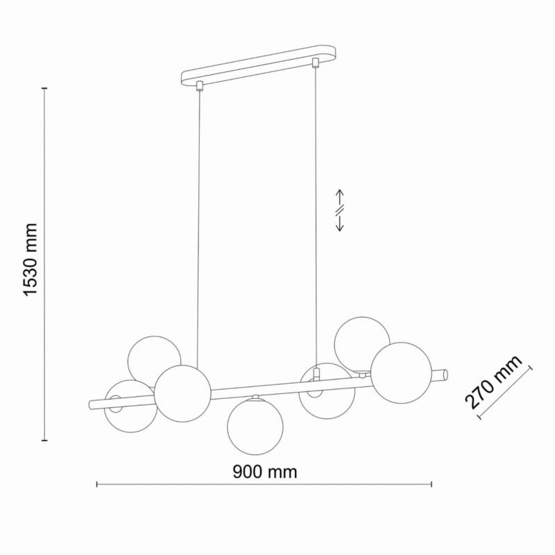 Lampa sufitowa wisząca TK-Lighting Estera czarna-grafit wym: 153 x 27 x 90 cm 7xG9 x  1 szt.
