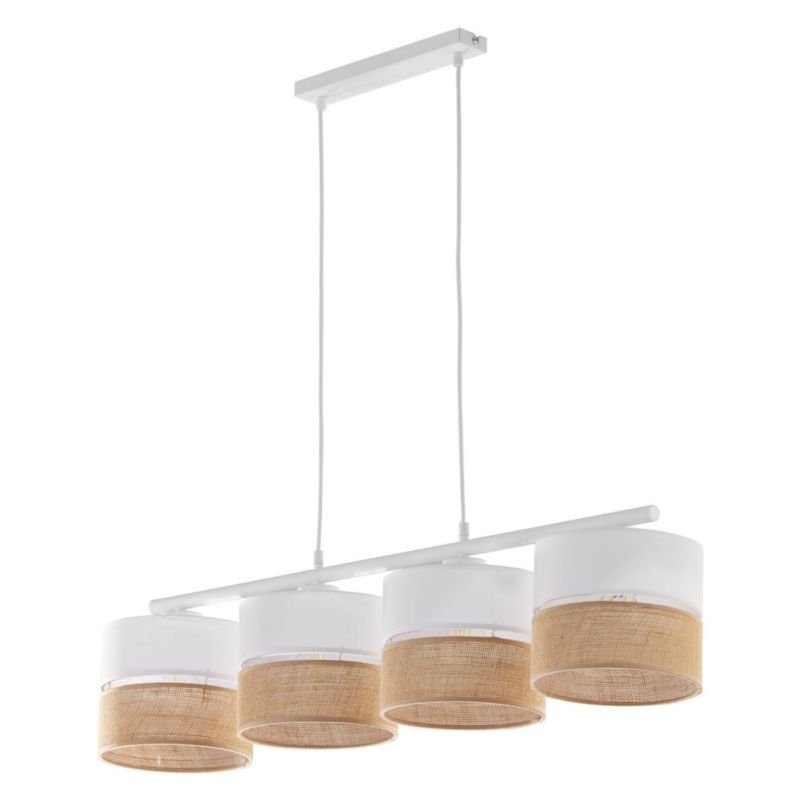 Lampa sufitowa wisząca TK-Lighting Linobianco biało-beżowa wym: 95 x 20 x 94 cm 4xE27 x  1 szt.