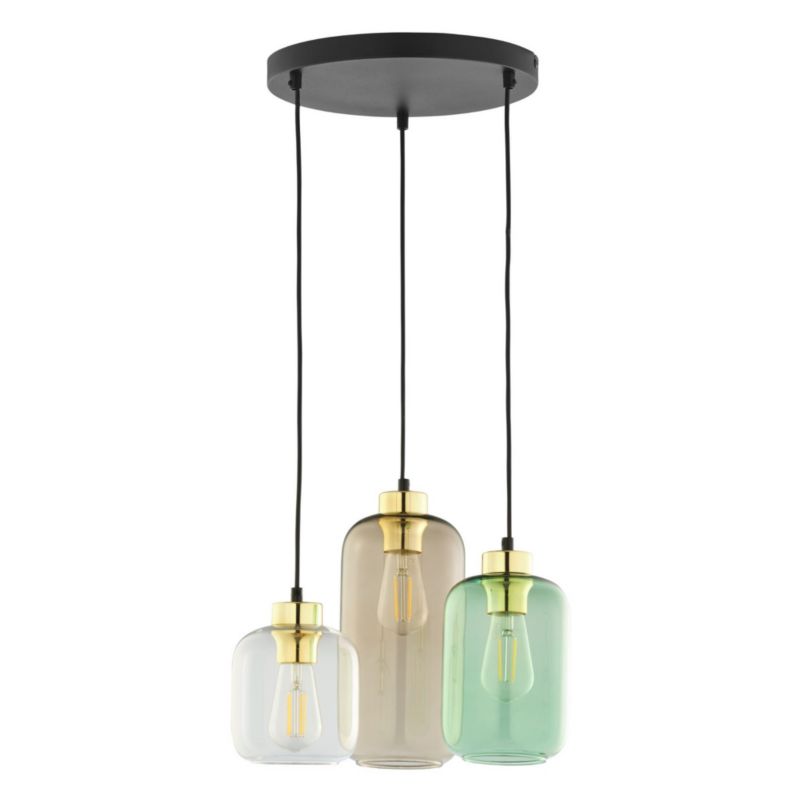 Lampa sufitowa wisząca TK-Lighting Marco multikolor-czarna wym: 100 x 37 x 37 cm 3xE27 x  szkło 1 szt.