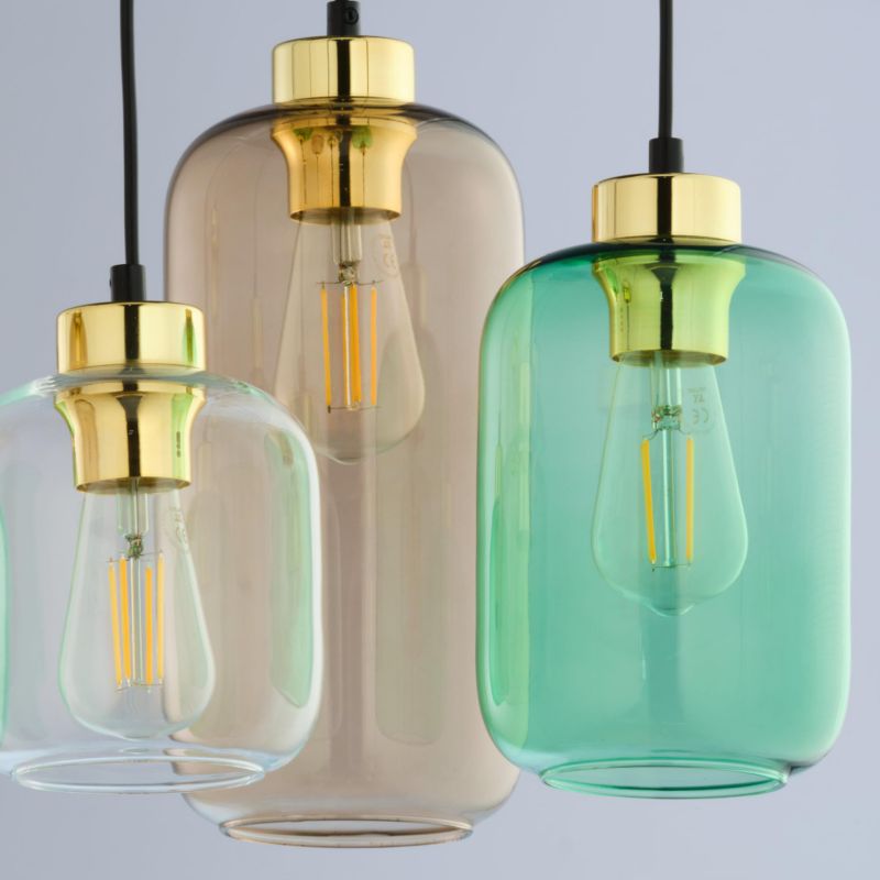 Lampa sufitowa wisząca TK-Lighting Marco multikolor-czarna wym: 100 x 37 x 37 cm 3xE27 x  szkło 1 szt.