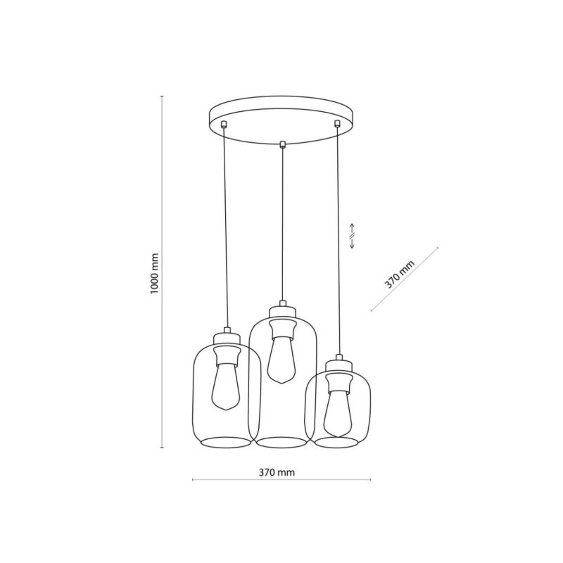 Lampa sufitowa wisząca TK-Lighting Marco multikolor-czarna wym: 100 x 37 x 37 cm 3xE27 x  szkło 1 szt.