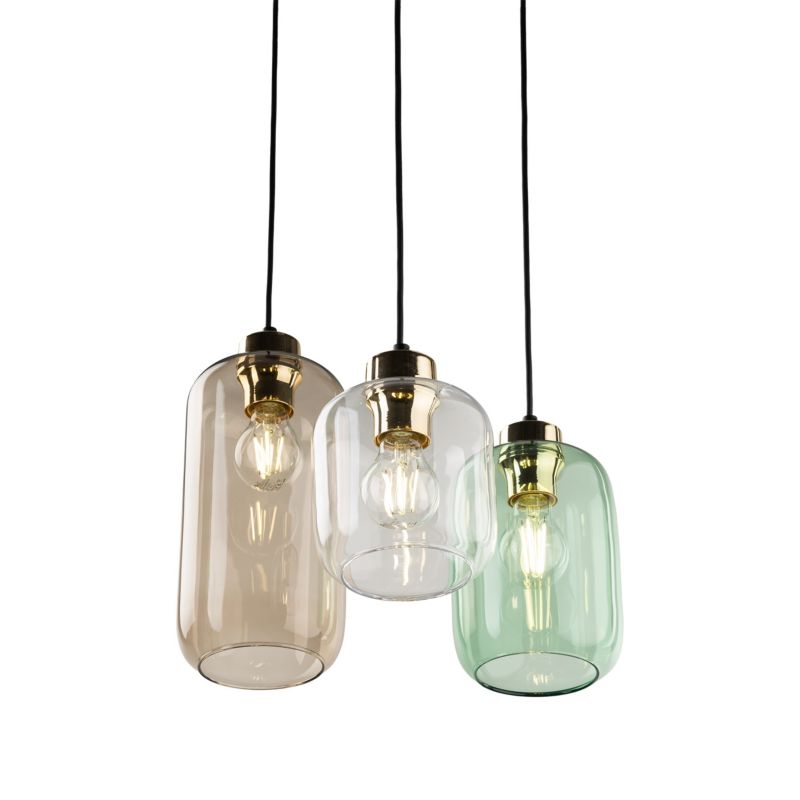 Lampa sufitowa wisząca TK-Lighting Marco multikolor-czarna wym: 100 x 37 x 37 cm 3xE27 x  szkło 1 szt.
