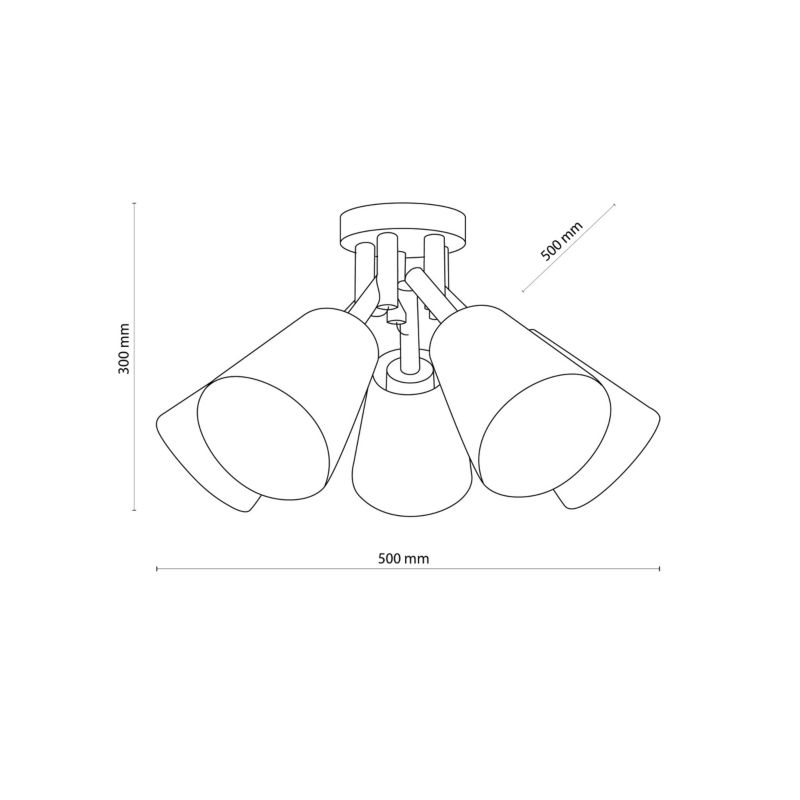 Lampa sufitowa wisząca TK-Lighting Vaio 5752 czarna-jasne drewno-szara szerokość 50 cm 5xE27 x 1 szt.