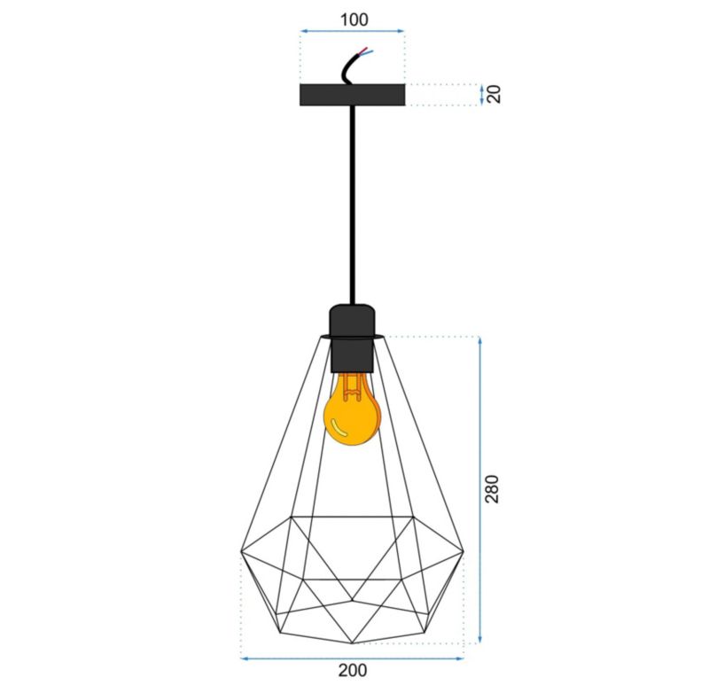 Lampa Sufitowa Wisząca Toolight 180986 Reno Czarny