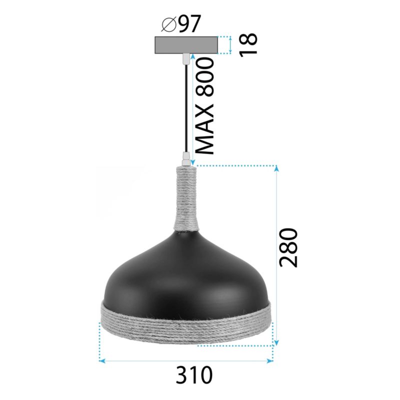 Lampa Sufitowa Wisząca Toolight App1421-1Cp Czarny