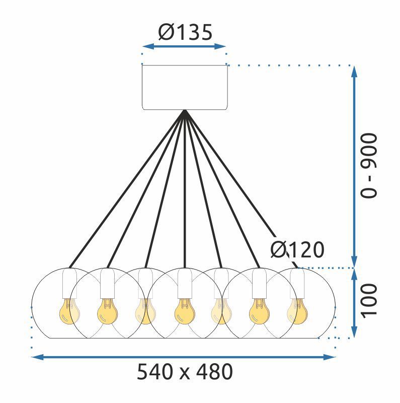 Lampa Sufitowa Wisząca Toolight App561-13Cp Transparentny