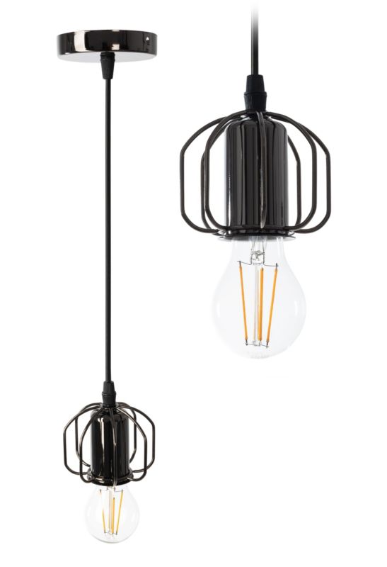 Lampa Sufitowa Wisząca Toolight App595-1Cp Loft W Stylu Loft Czarny 1 Szt