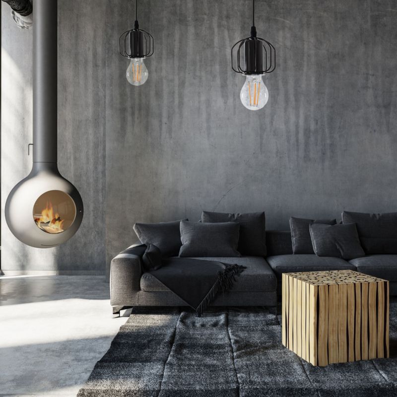 Lampa Sufitowa Wisząca Toolight App595-1Cp Loft W Stylu Loft Czarny 1 Szt