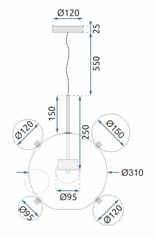 Lampa Sufitowa Wisząca Toolight App650-Cp Złoty