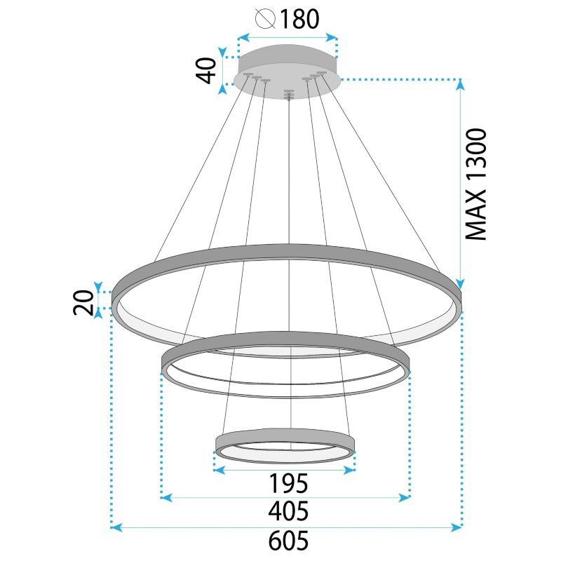 Lampa Sufitowa Wisząca Toolight Lhj013-Cp3 Czarny 1Szt