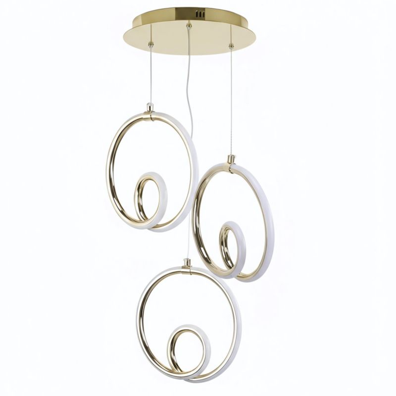 Lampa Sufitowa Wisząca Toolight Lhj095-3Cp Biały, Złoty 1Szt