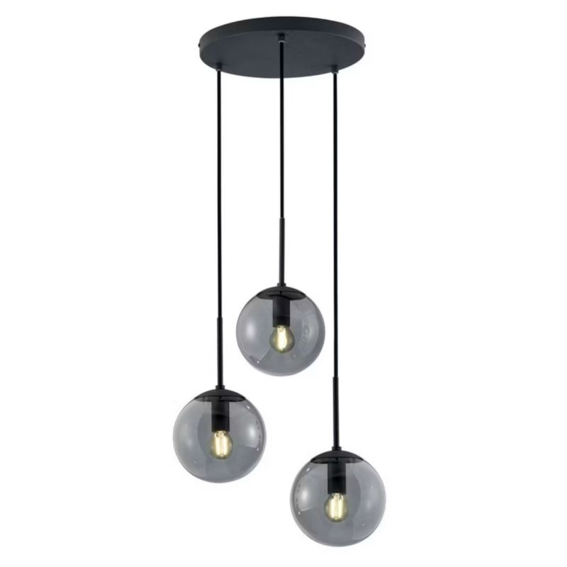 Lampa sufitowa wisząca Trio Balini czarna-dymione szkło wym: 150 x 30 x 30 cm 3xE14 x  1 szt.
