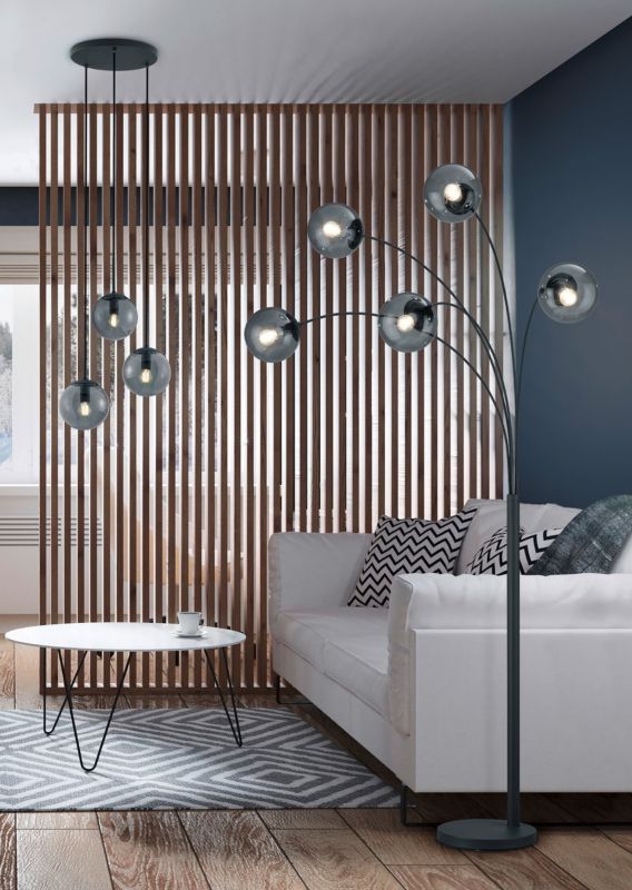 Lampa sufitowa wisząca Trio Balini czarna-dymione szkło wym: 150 x 30 x 30 cm 3xE14 x  1 szt.