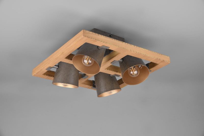 Lampa sufitowa wisząca Trio Bell 2596 jasne drewno-nikiel antyczny nowoczesna 4xE14 x 1 szt.