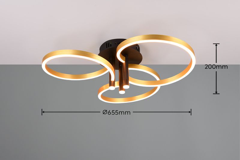 Lampa sufitowa wisząca Trio Caruso 2967 złoto-czarna nowoczesna wbudowany LED 43W 1 szt.